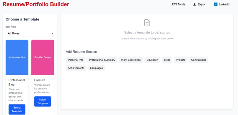 Resume & Portfolio Builder – screenshot 1
