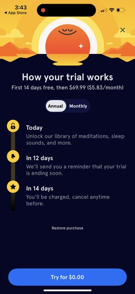 A food app – screenshot 1