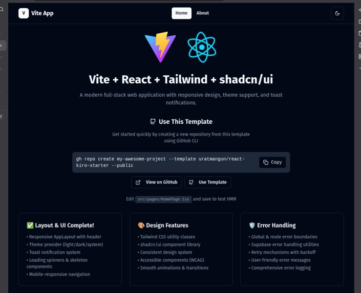 React Kiro Starter - Modern Full-Stack Template – screenshot 1