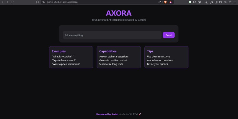 AXORA: The Elegant Gemini-Powered AI Chatbot – screenshot 1
