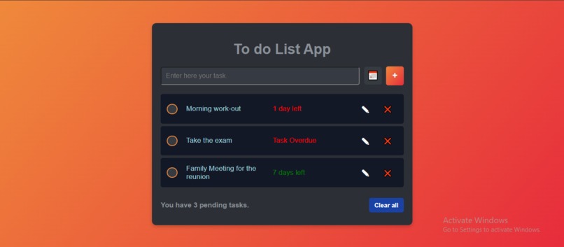 To Do List Web App – screenshot 2