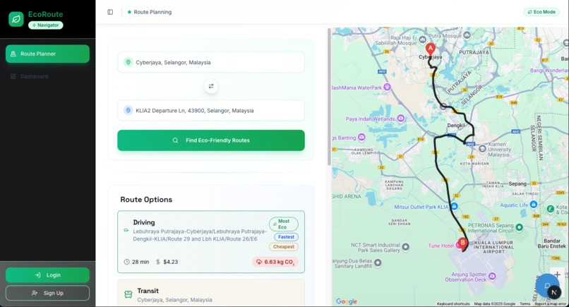 EcoRoute Navigator – screenshot 1