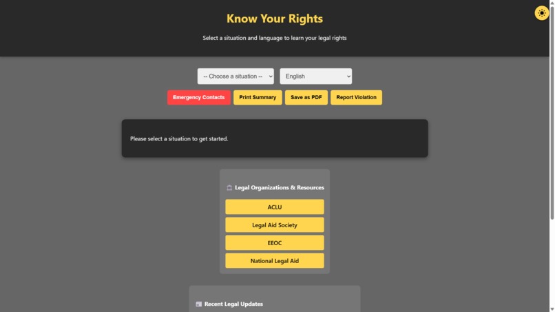 Know your Rights Web – screenshot 2