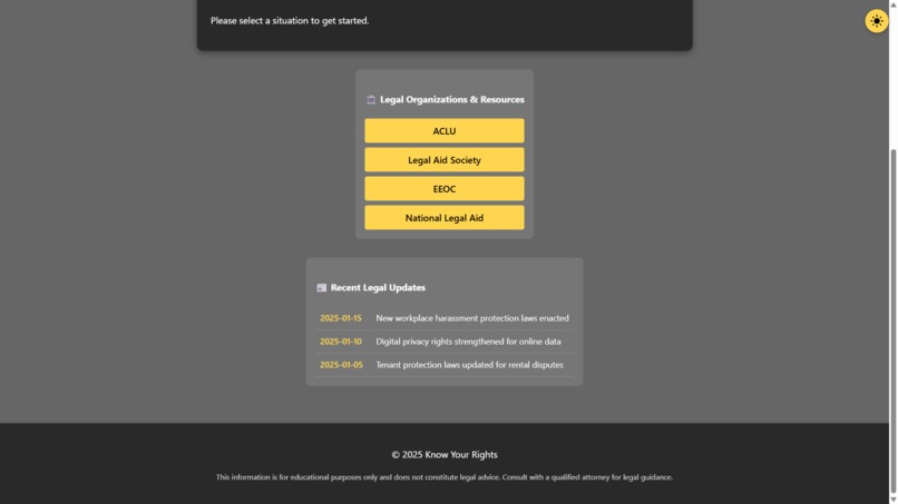 Know your Rights Web – screenshot 1