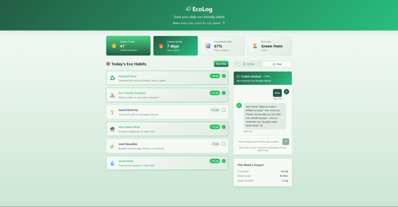  EcoLog – Track Green Habits, Build a Better Planet – screenshot 1