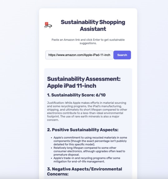 Sustainable Shopping Assistant – screenshot 2