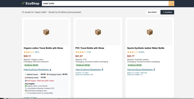 EcoRank: LLM-Powered Sustainable Product Reranking – screenshot 2