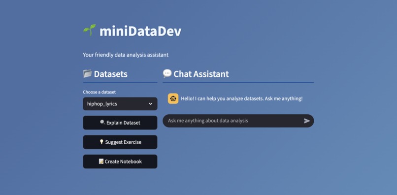 MiniDataDev – screenshot 1