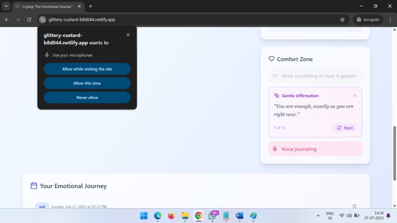 Crylog – screenshot 1