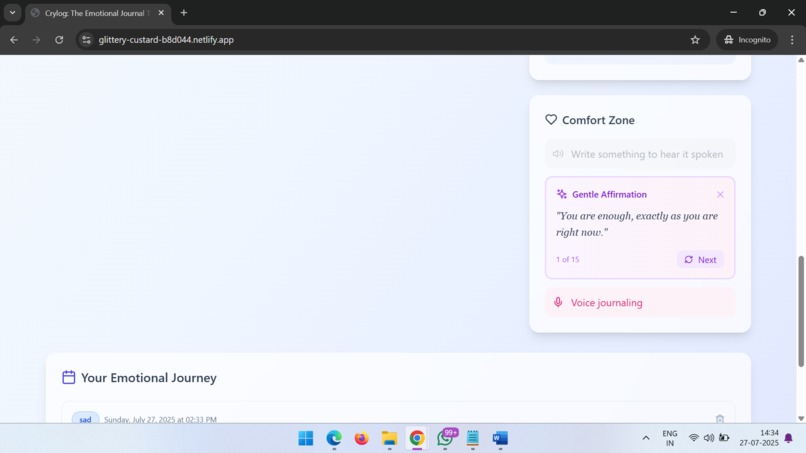 Crylog – screenshot 2