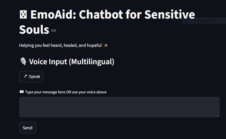 Emoaid:Chatbot for Sensitive Souls – screenshot 2