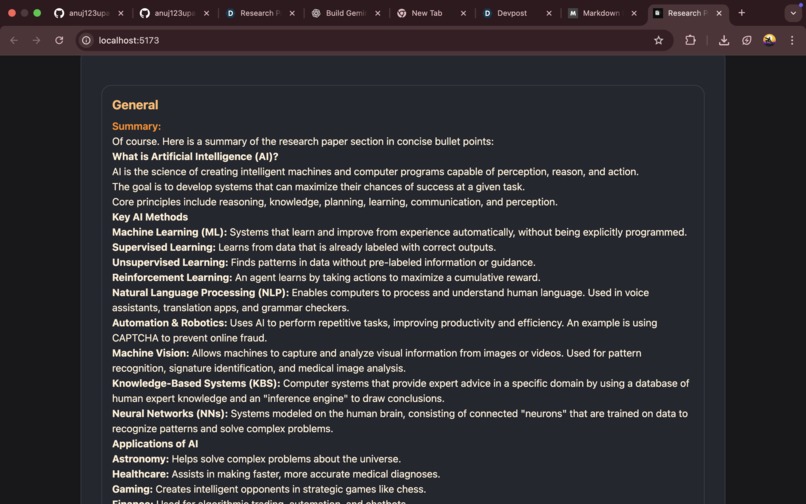 Research Paper Summariser | Powered by Gemini API – screenshot 2