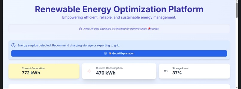 Renewable Energy Optimization Platform – screenshot 1