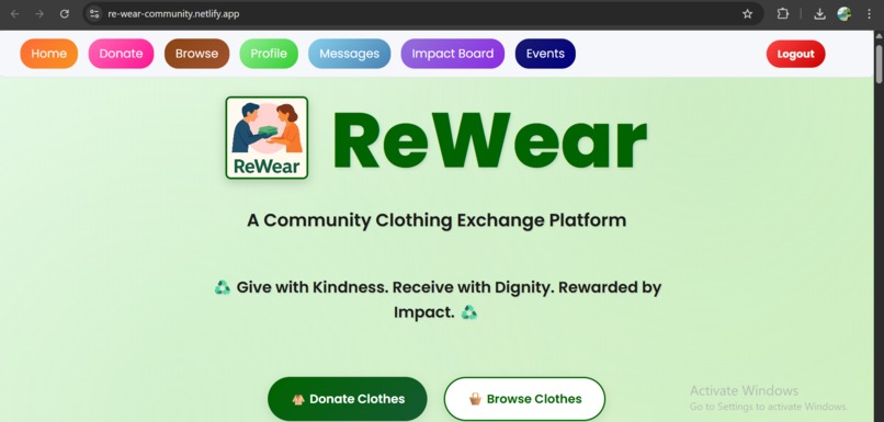 ReWear – Your Sustainable Clothing Exchange Platform – screenshot 1