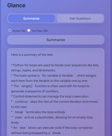 Glance – screenshot 1