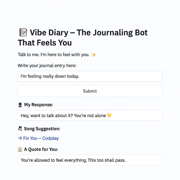 Vibe Diary – The Journaling Bot That Feels You – screenshot 1