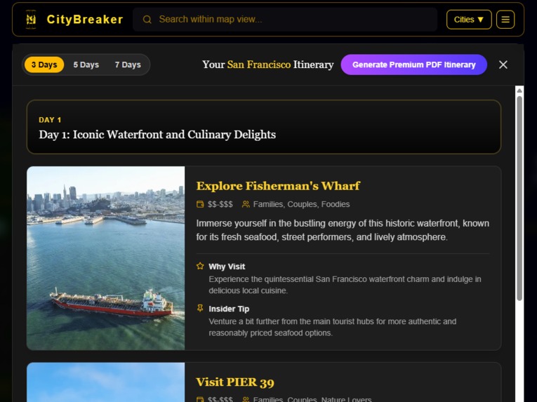 CityBreaker: The AI-Powered City Break Planner – screenshot 5