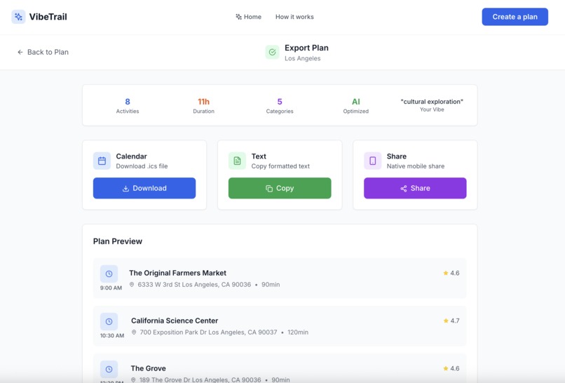 VibeTrails: A Cultural Day Planner – screenshot 4