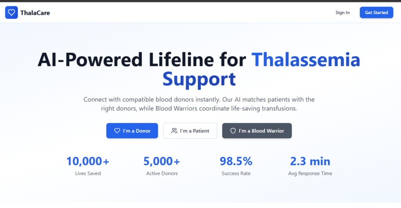 ThalaCare – An AI-Powered Lifeline for Thalassemia Support – screenshot 1