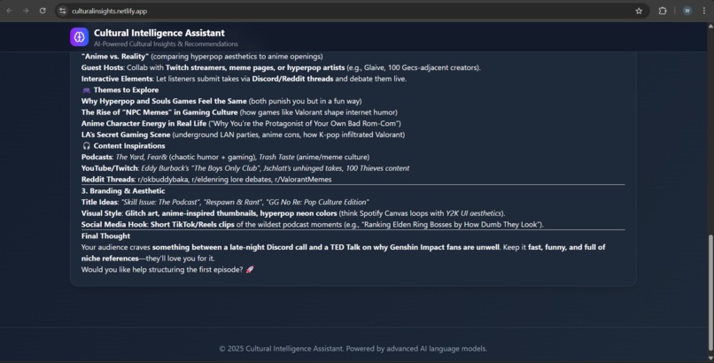 Cultural Intelligence Assistant – screenshot 2