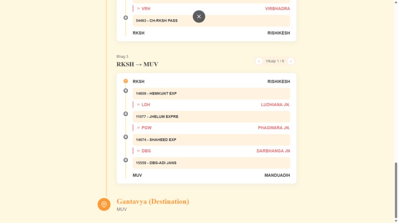 Multi-hop train finder – screenshot 3