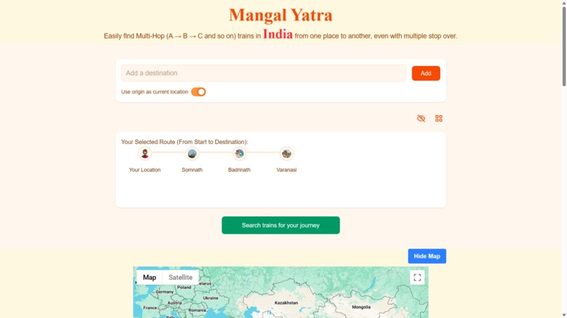 Multi-hop train finder – screenshot 1