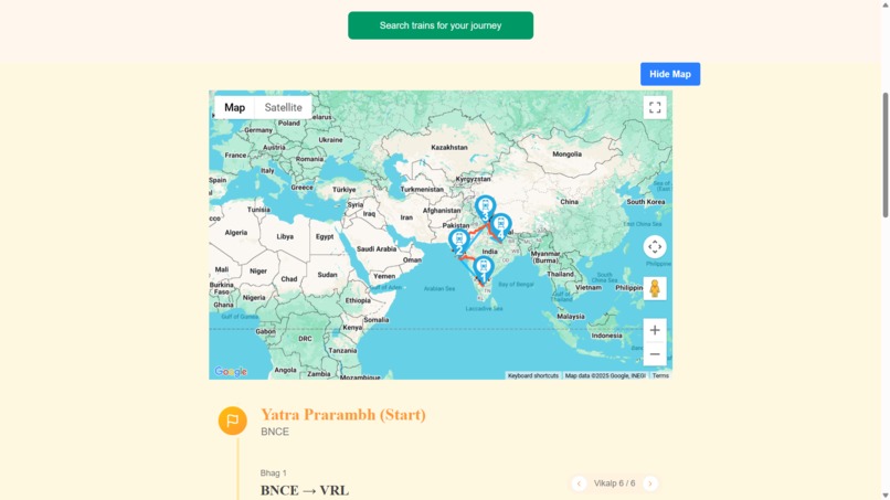 Multi-hop train finder – screenshot 2