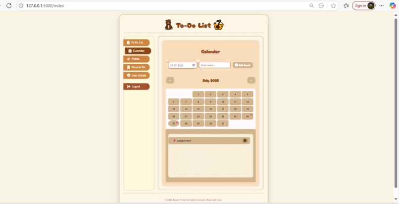 ToDoList WebApp – screenshot 1