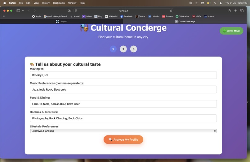  Cultural Concierge-Lifestyle Matching platform – screenshot 1