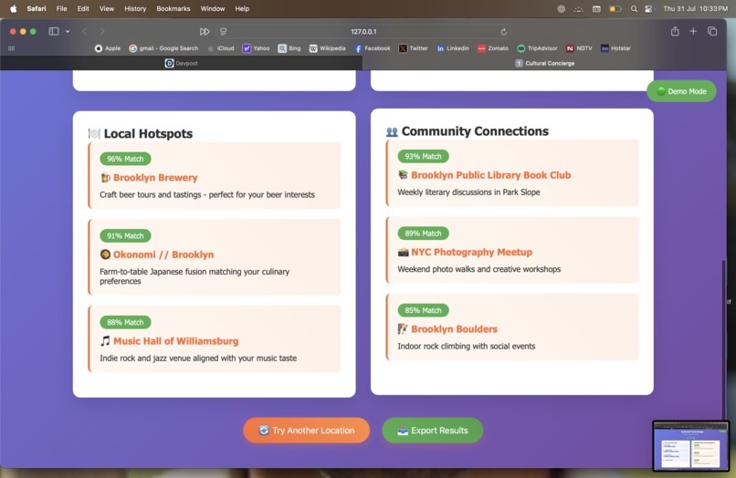  Cultural Concierge-Lifestyle Matching platform – screenshot 3