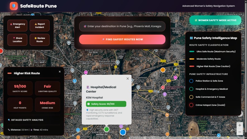 SafeRoute Pune – Women's Safety Route Mapping System – screenshot 8