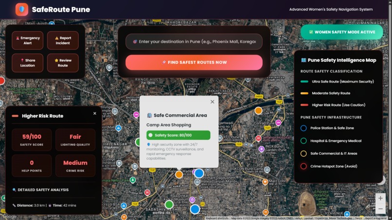 SafeRoute Pune – Women's Safety Route Mapping System – screenshot 9
