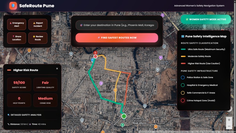 SafeRoute Pune – Women's Safety Route Mapping System – screenshot 10