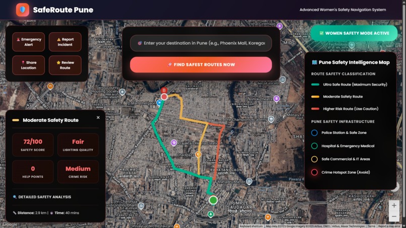 SafeRoute Pune – Women's Safety Route Mapping System – screenshot 11
