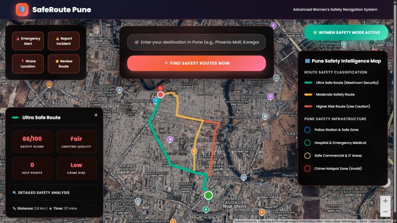 SafeRoute Pune – Women's Safety Route Mapping System – screenshot 12