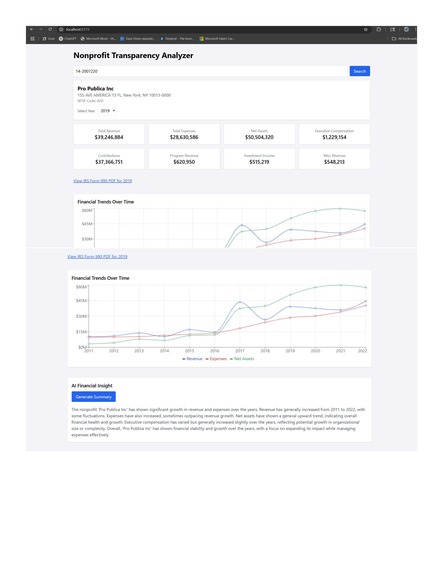 Nonprofit Transparency Analyzer – screenshot 3