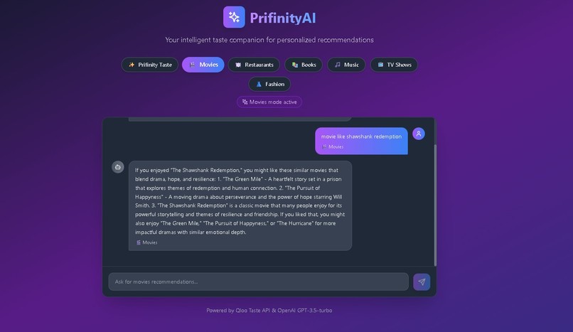 PrifinityAI – screenshot 2