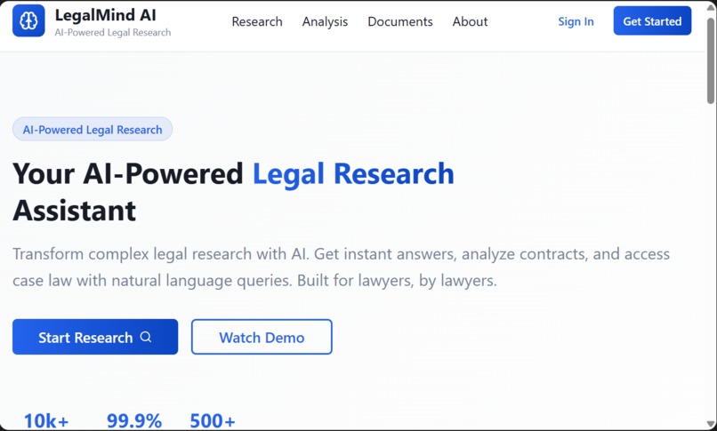 LegalMind AI – Your AI-Powered Legal Research Assistant – screenshot 1