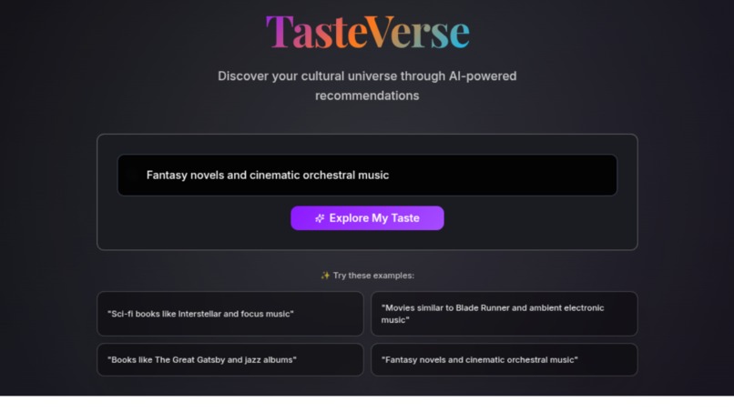 TasteVerse – screenshot 1