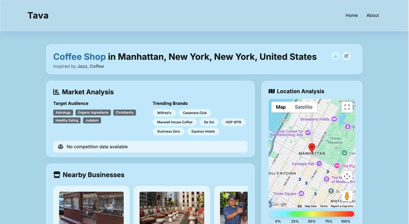 TAVA: Taste-Aware Venture Architect – screenshot 1