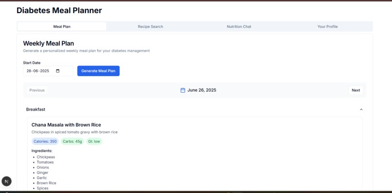 Diabetes risk prediction and management web chatbot – screenshot 1
