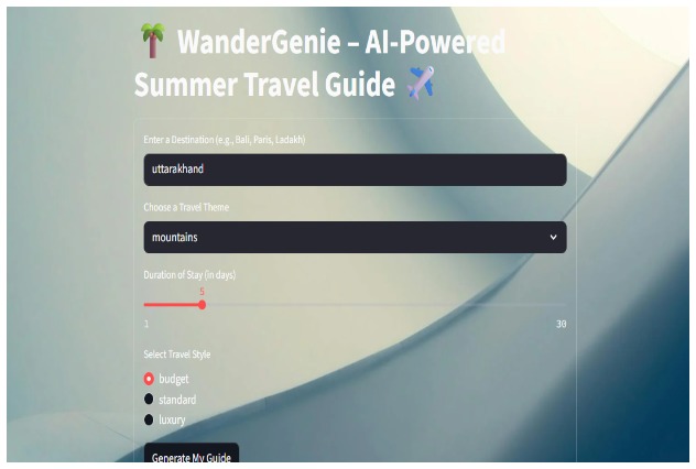 Wander Genie: AI powered summer travel companion – screenshot 1