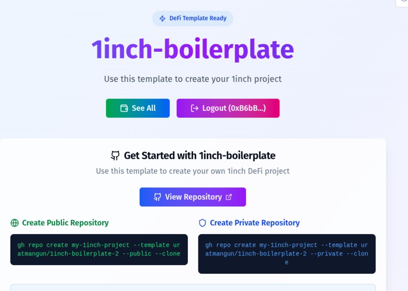 1inch DeFi Development Boilerplate Template – screenshot 1