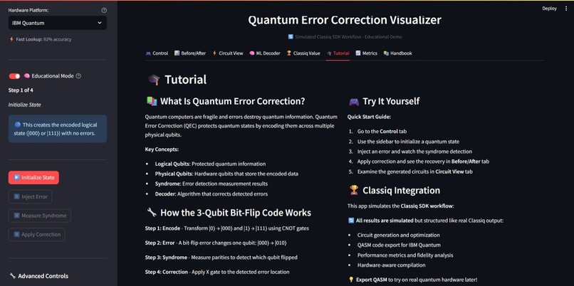 Quantum Error Correction (QEC) educational visualizer – screenshot 2