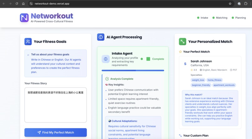 Networkout: AI-Powered Cross-Cultural Fitness Networking – screenshot 1