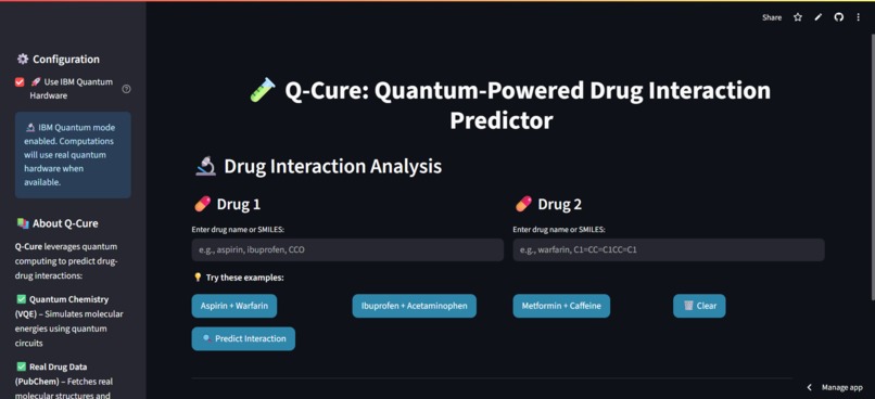 Q-Cure: Quantum-Powered Drug Interaction Predictor – screenshot 1