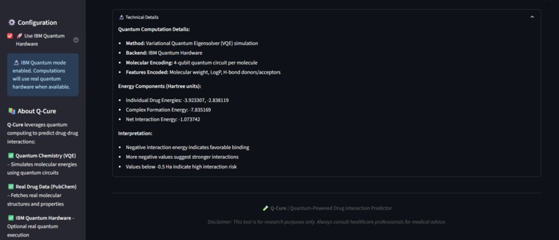 Q-Cure: Quantum-Powered Drug Interaction Predictor – screenshot 5