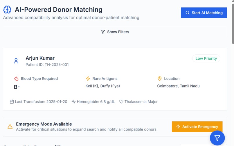 RaktaSetu AI- Predictive Blood Matching for Thalassemia Care – screenshot 6