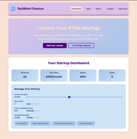 BuildHer Finance – screenshot 1