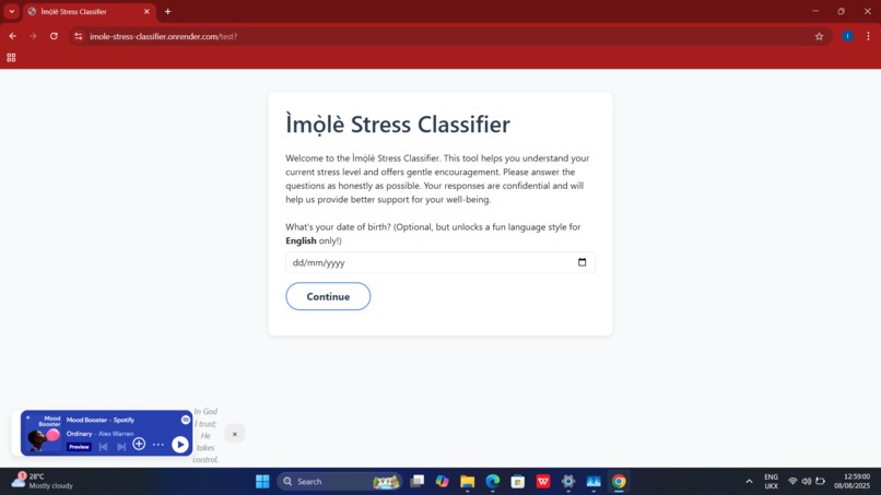 Ìmọ́lẹ̀ Stress Classifier  – screenshot 5